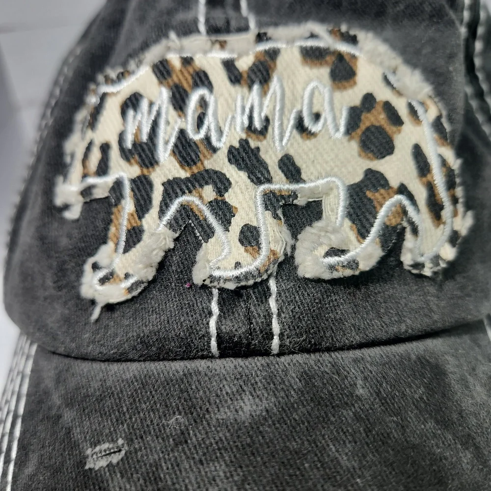 Distressed MAMA BEAR Leapord Baseball Hat Cap David and Young NWOT - Picture 3 of 3